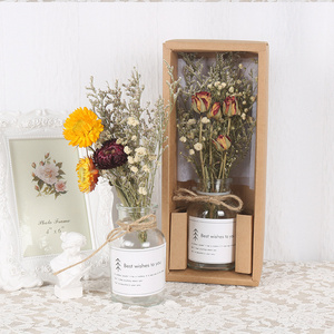 Y-N037 Mother's Day Decorative Dried Flowers Gift Box Glass Bottle Preserved Flowers Dried Flower Bouquet For Valentine Day Gift