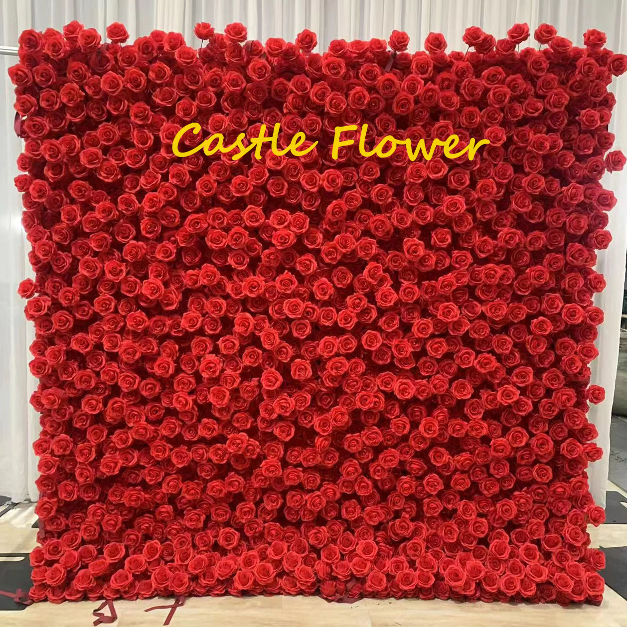 O-FW003 Custom 3D Cloth Flower wall Wedding Artificial Silk Rose Flower Wall Panel Backdrop Decorative Artificial Flower wall