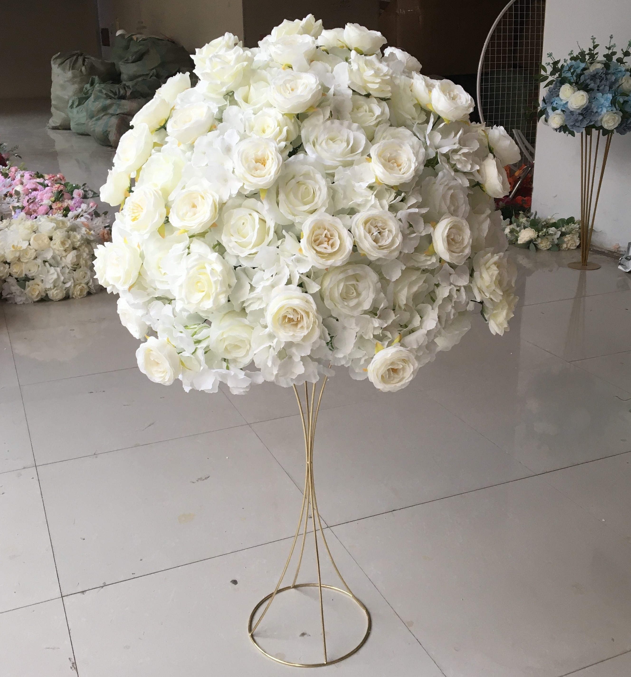 D-FR001 table wedding flower ball centerpiece white roses artificial flower ball wedding centerpieces