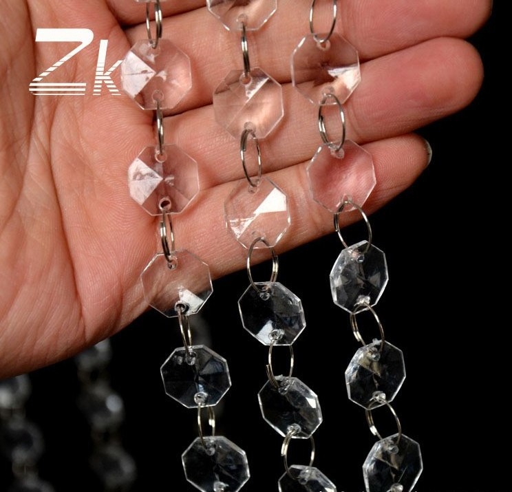 Y-Q012 Wholesale Crystal Clear Octagon Bead Garland Crystal Pendants Strand Arch Crystal Beaded Curtain For Wedding Decoration