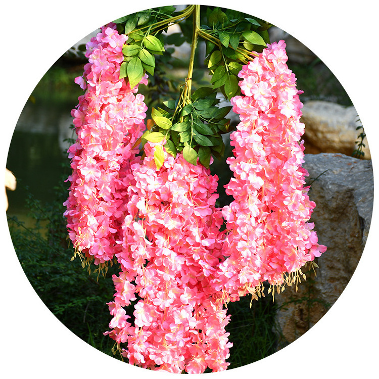 M548 Wholesale silk white wisteria hanging flowers vine garland wisteria flower for wedding tree wall decoration