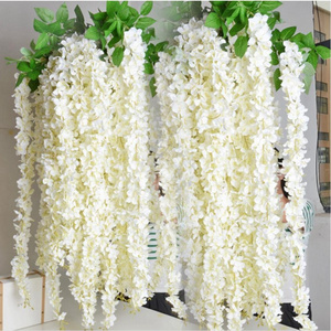 D-V005 Wholesale Wisteria Hanging Flowers White Pink Silk Wisteria Artificial Hanging Flower Wedding Backdrops Decorations