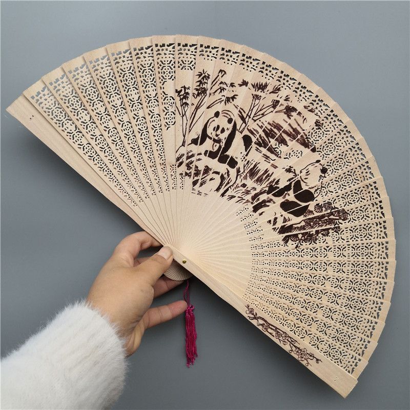 O-F002 Wholesale wooden hand fan Chinese Aromatic Wood Folding Hand Fans Elegant Wedding Holiday Gifts Bamboo Hand Fan