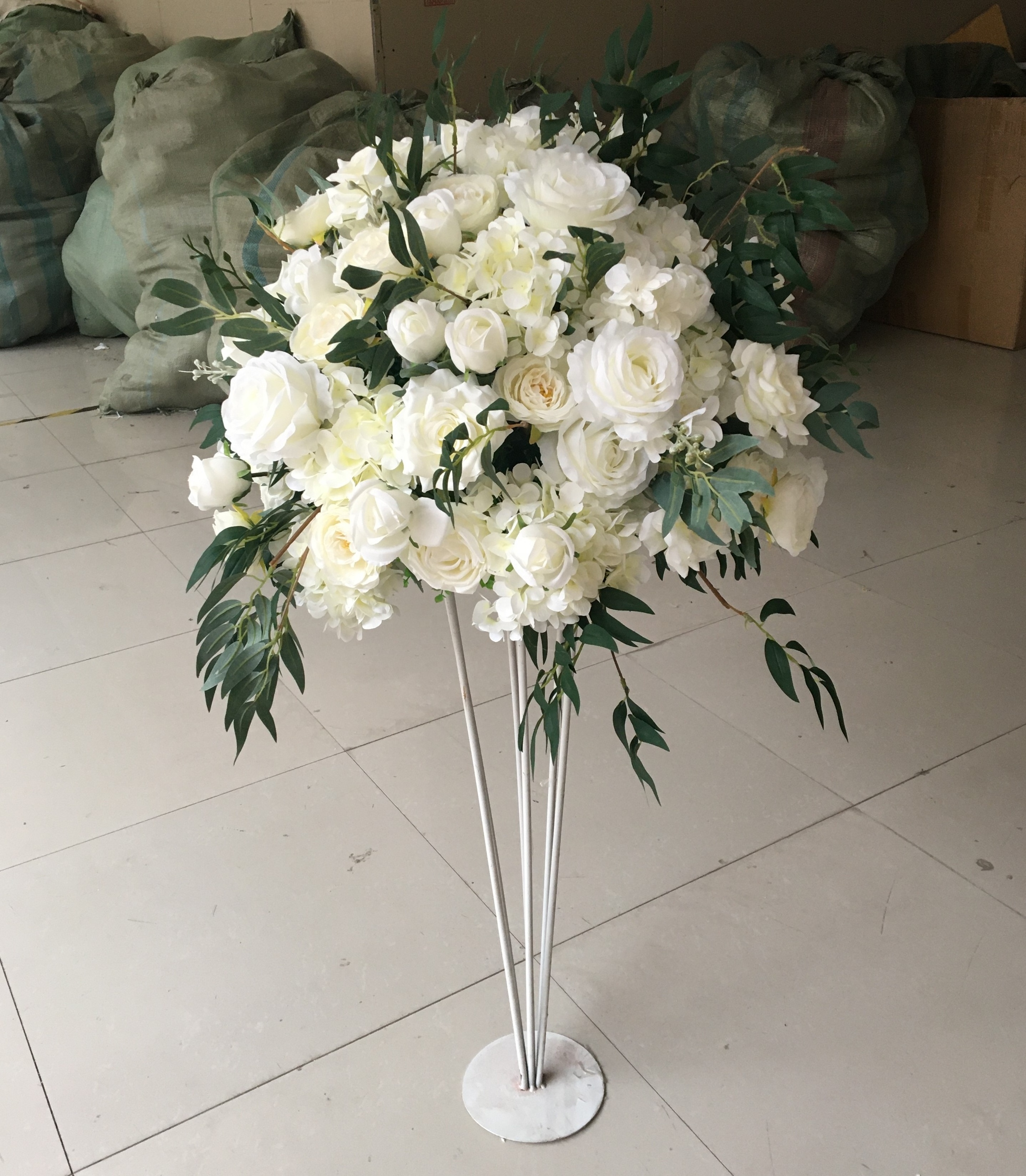 D-FR001 table wedding flower ball centerpiece white roses artificial flower ball wedding centerpieces