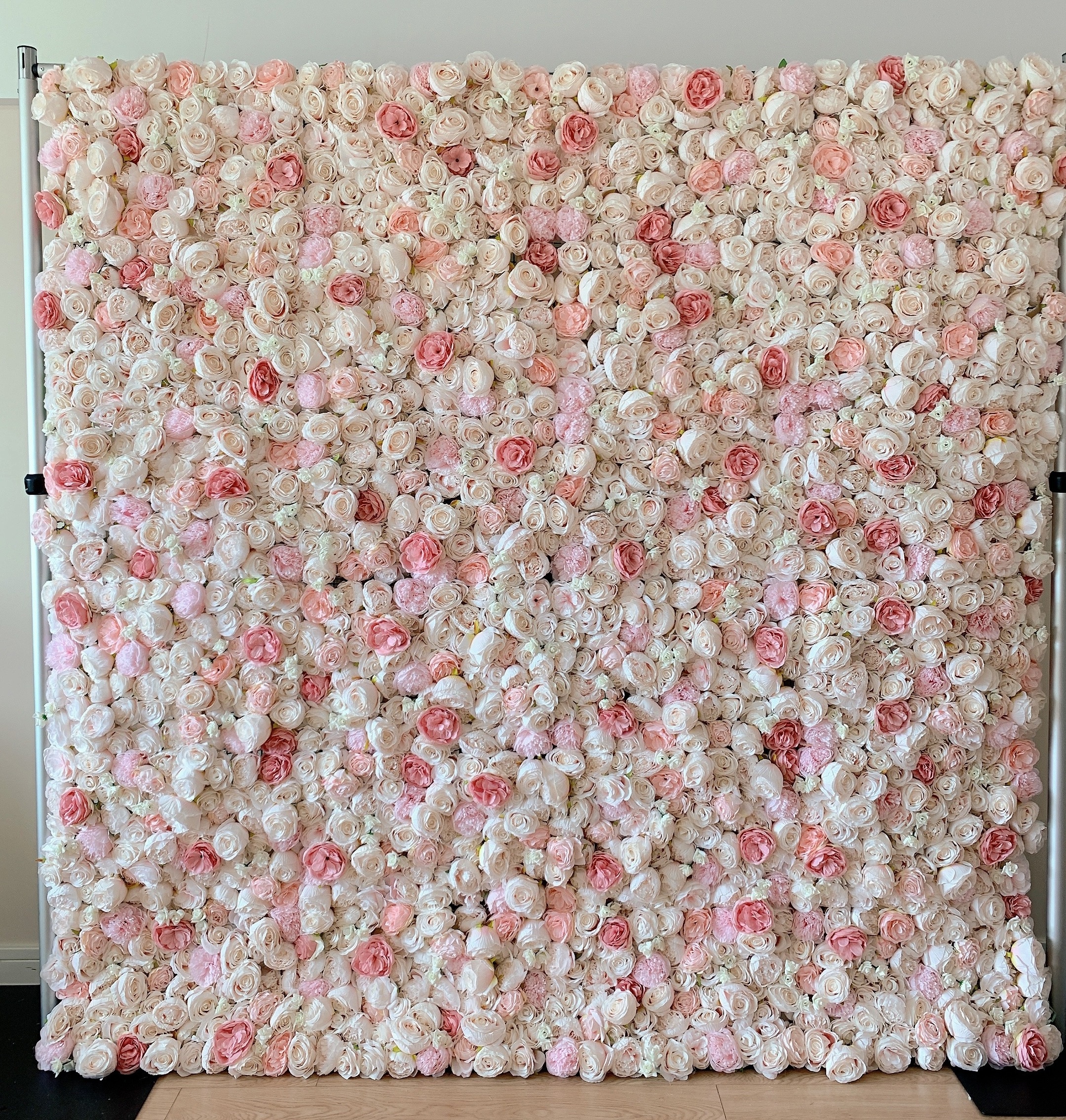 O-FW003 Custom 3D Cloth Flower wall Wedding Artificial Silk Rose Flower Wall Panel Backdrop Decorative Artificial Flower wall