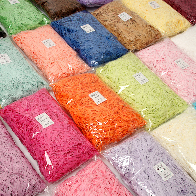 M76 Wholesale High Quality Shredded Paper Raffia Grass For Valentine's Day Decoration Gift Box Packing