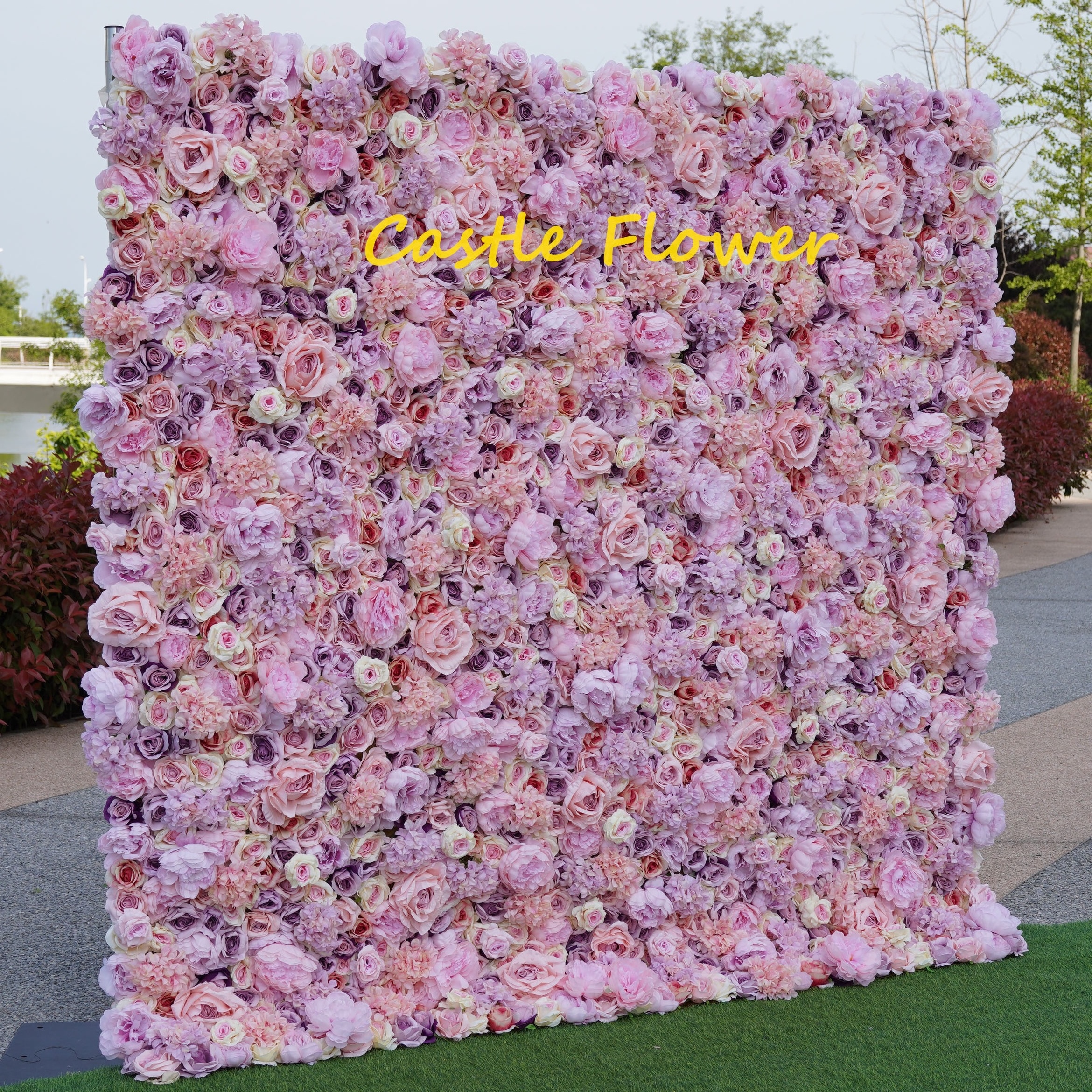 M600 Customized 3D Cloth Grid Silk Wedding Decorative Flower Wall Artificial Rose Flower Wall Panel Backdrop For Decor