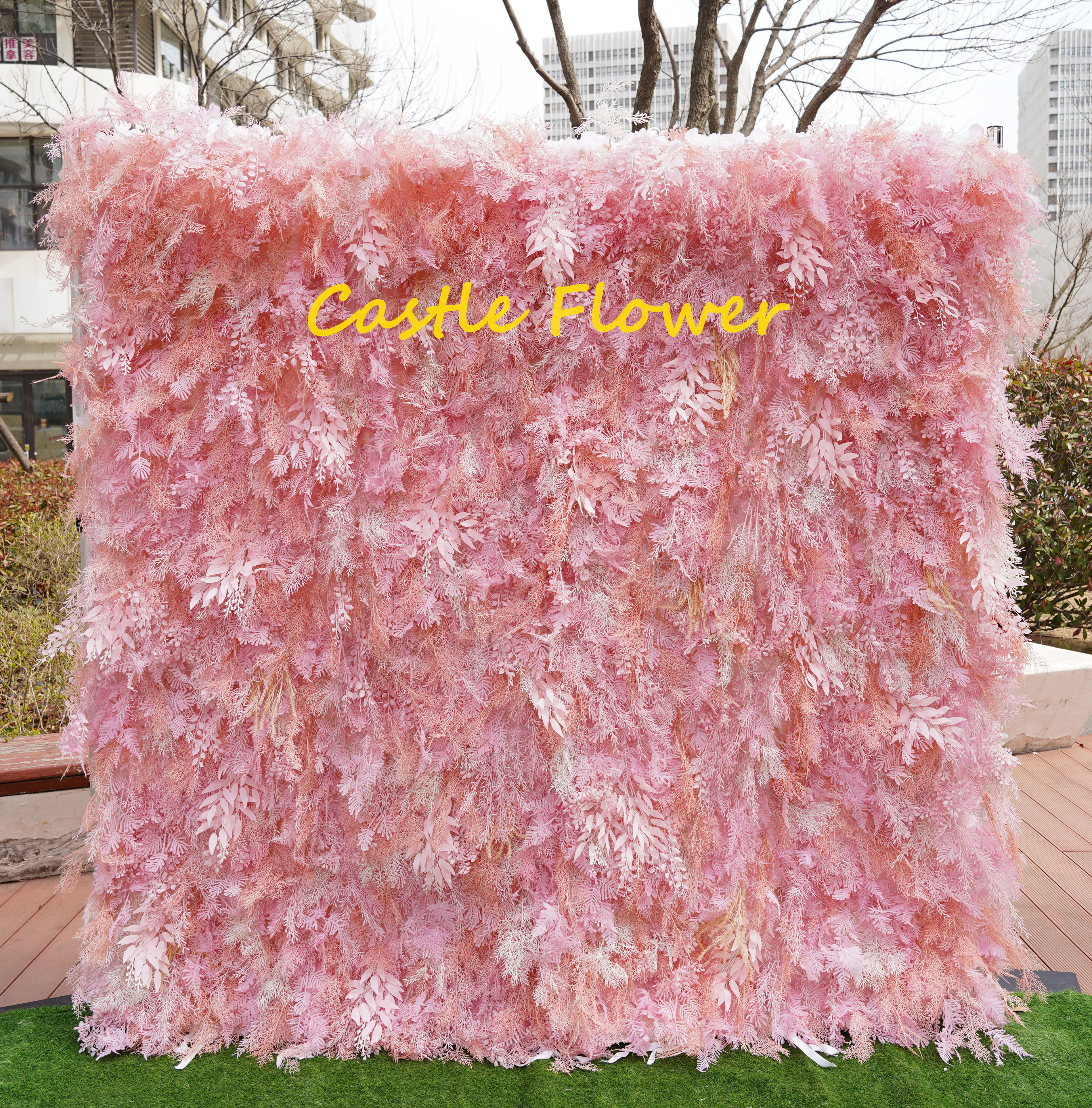 Artificial Silk Flower Wall Panels White Rose Hydrangeas Fabric Rolling Up Curtain Flower Wall Wedding Backdrop