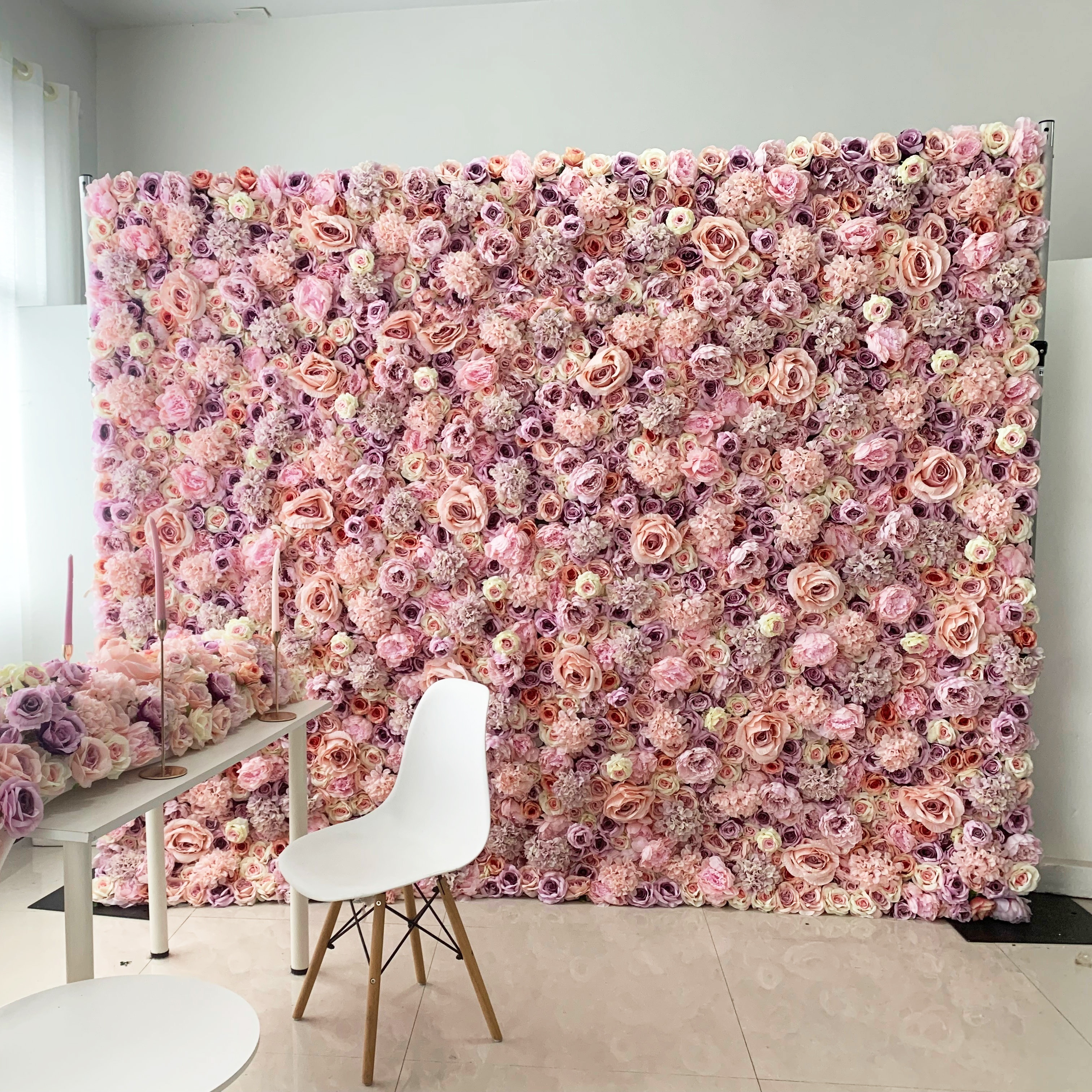 O-FW003 Custom 3D Cloth Flower wall Wedding Artificial Silk Rose Flower Wall Panel Backdrop Decorative Artificial Flower wall