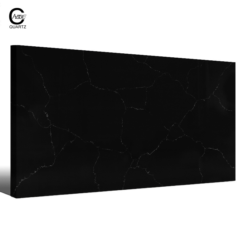 Factory Price Table Wall Slat Panel For kitchentop countertop Artificial Quartz Stones Calacatta  Black wholesale Quartz Slabs