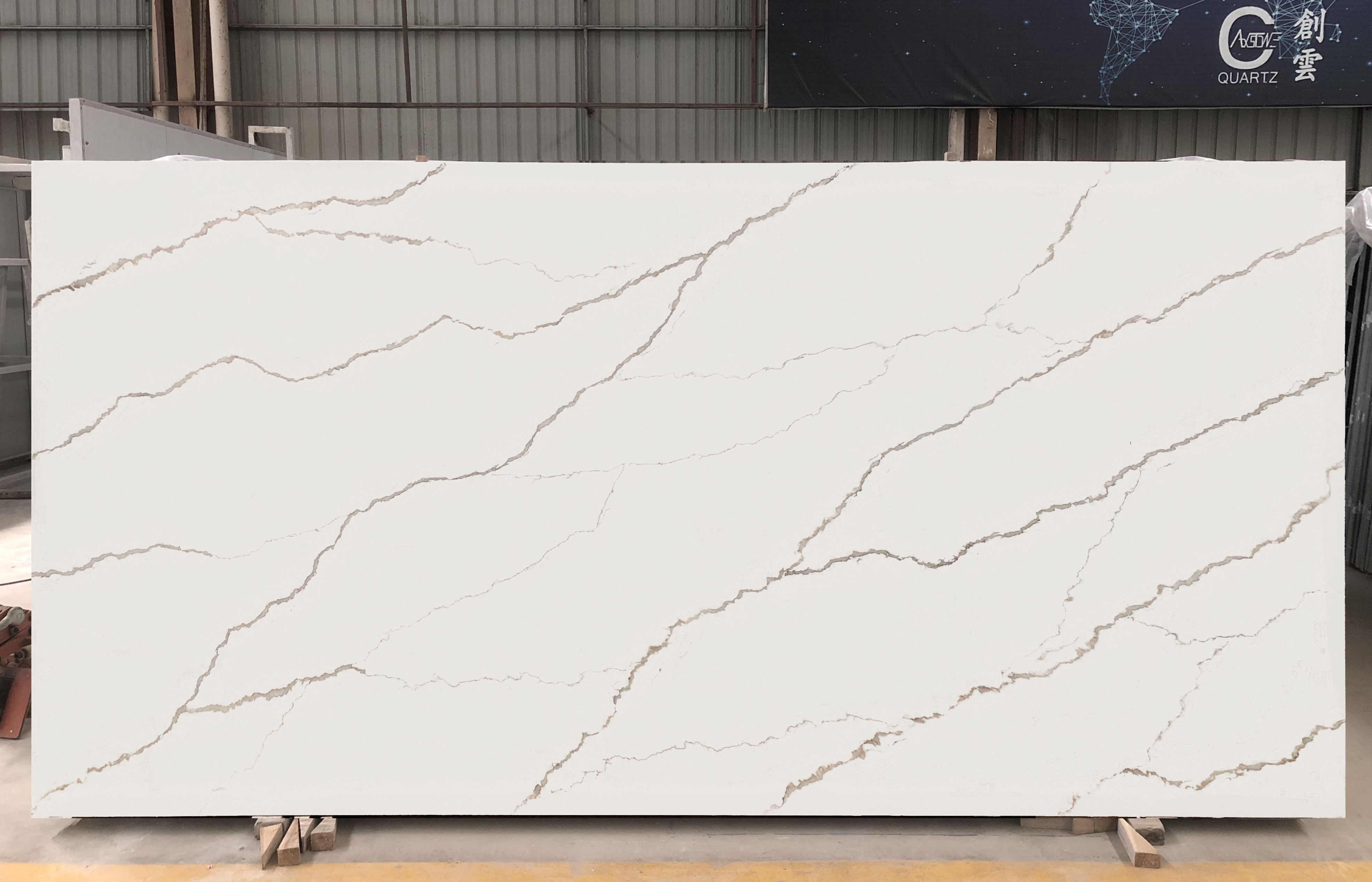 Marcus Gold Calacatta Slabs Countertop  quartz wholesale quartz slabs kitchen artificial stone quartz