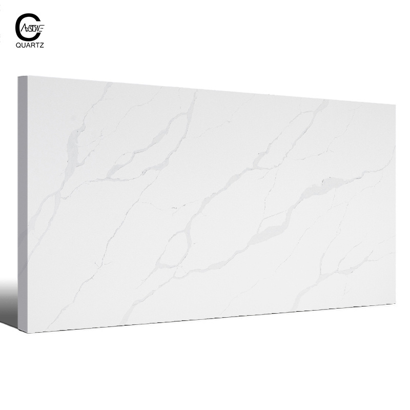 China Factory Polished Calacatta Quartz Stone Vein Calacatta Quartz Kitchen Countertops White Big Slab Vanity Top Countert