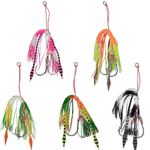 Design 14cm Sea Fishing Squid Hook Silicone Silk Beardie With Stainless Steel Hook Lead Bait Skirt Squid Bait