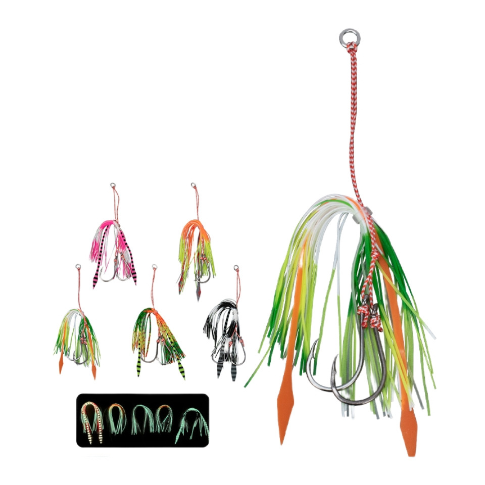 Design 14cm Sea Fishing Squid Hook Silicone Silk Beardie With Stainless Steel Hook Lead Bait Skirt Squid Bait