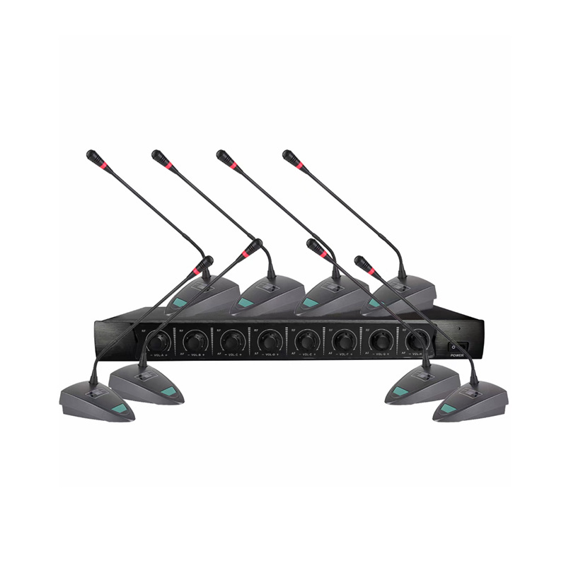 Professional 8 channel UHF wireless microphone System with four handhelds headsets Dynamic Mic