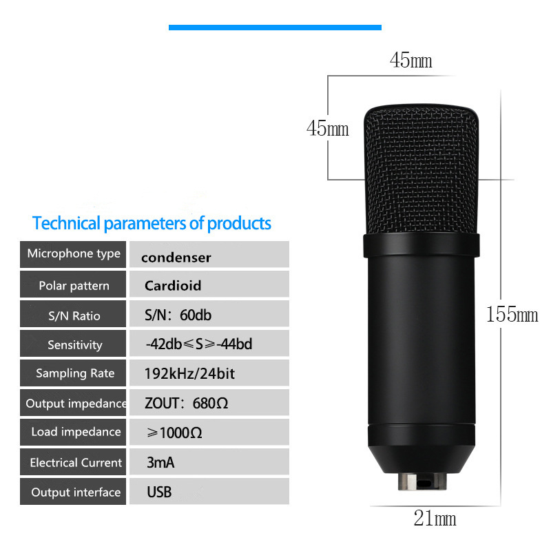 BM700 USB Desktop Condenser Microphone Podcasting Gaming Stage Performance Music Handheld Electret Table Studio Microphone