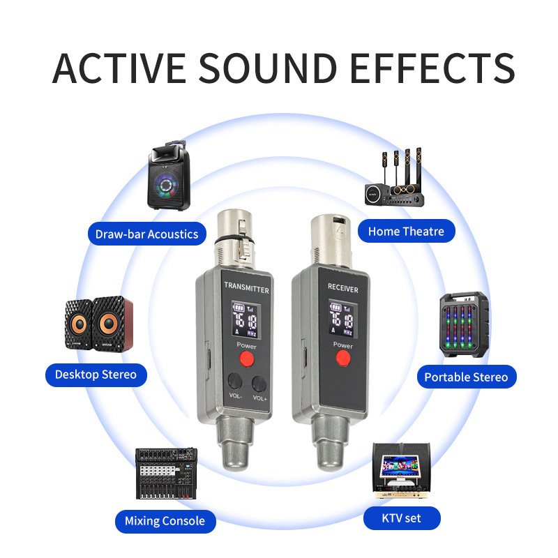 2.4G microphone transmitter and receiver wired microphone to wireless microphone system xlr audio wireless transmitter receiver