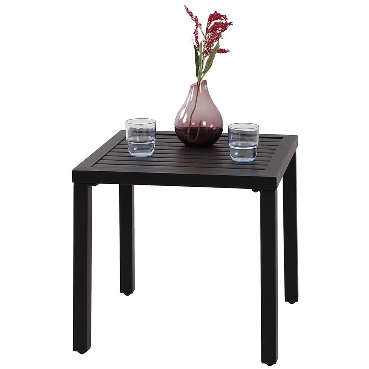 Side table,Indoor Outdoor Small Metal Square End Table, Patio Coffee Table, Black