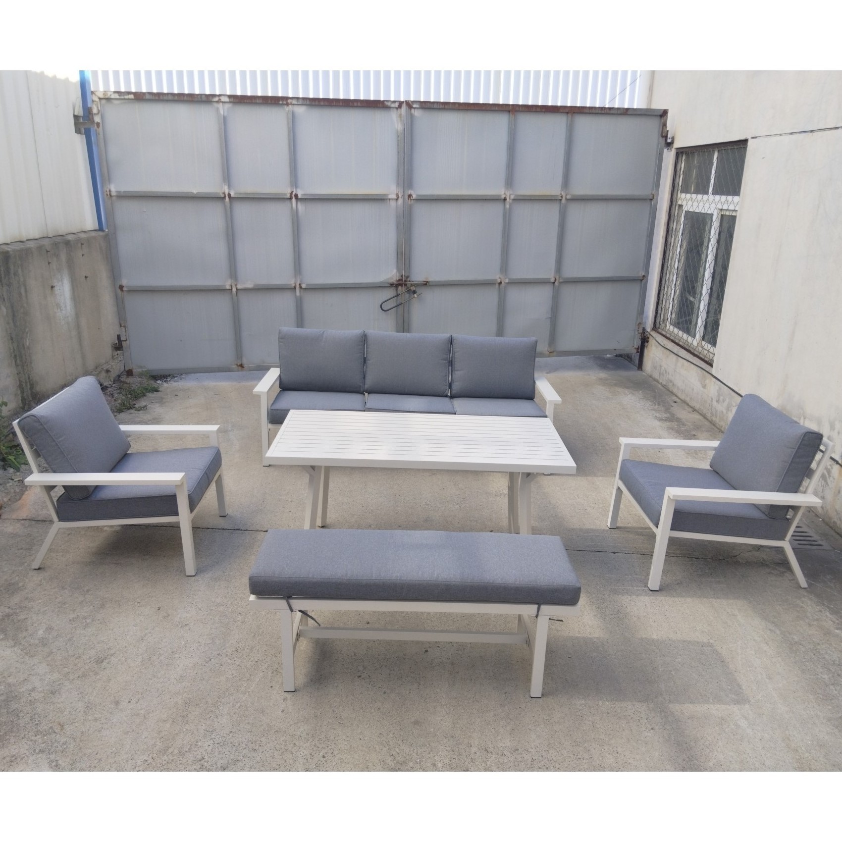 Patio furniture 6 piece aluminium low dining sofa set- K.D  outdoor garden furniture  set with cushion