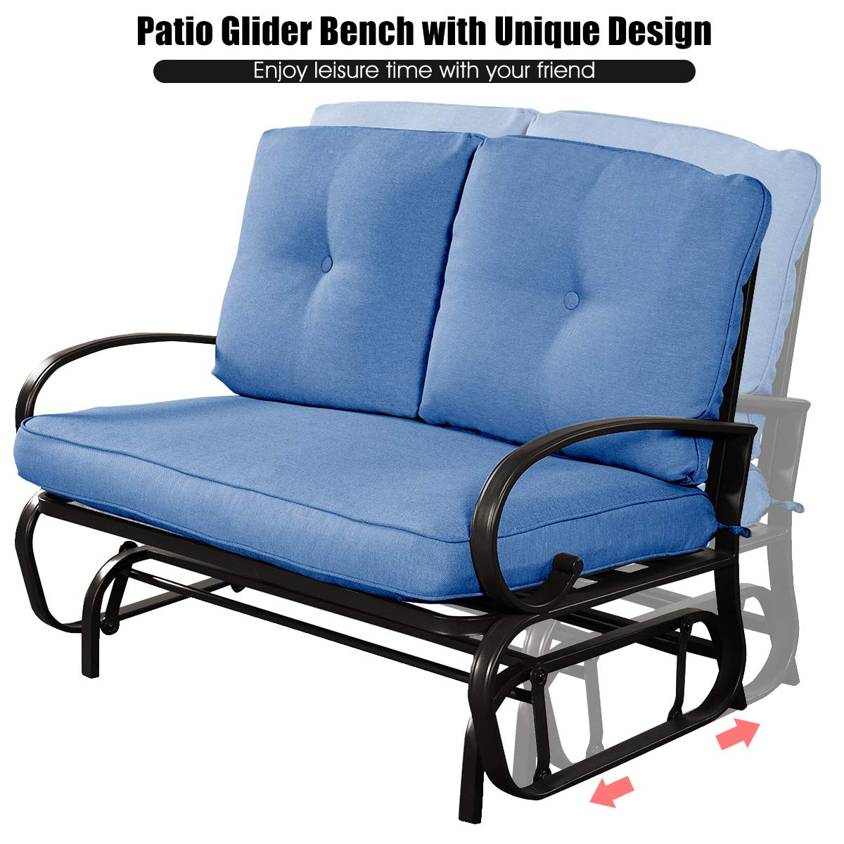 Outdoor Glider Rocker  w/ Cushion - Patio Garden Swing Rocking Chairs