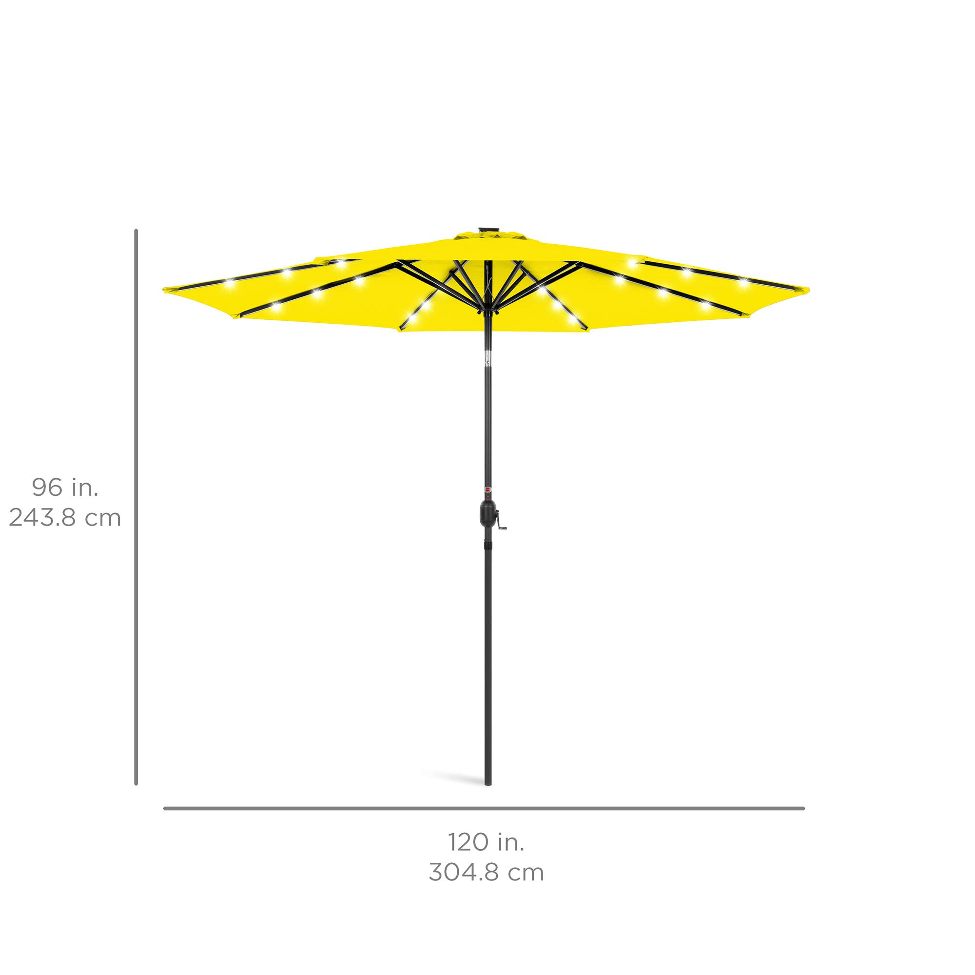 10 Feet Solar LED 360 Degree Aluminum Polyester Cantilever Offset Market Patio Umbrella