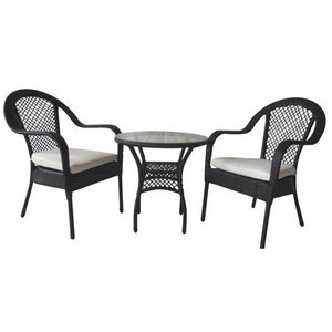 Patio 3 piece bistro cafe table set,  outdoor wicker rattan furniture garden furniture sofa chair set with cushion.