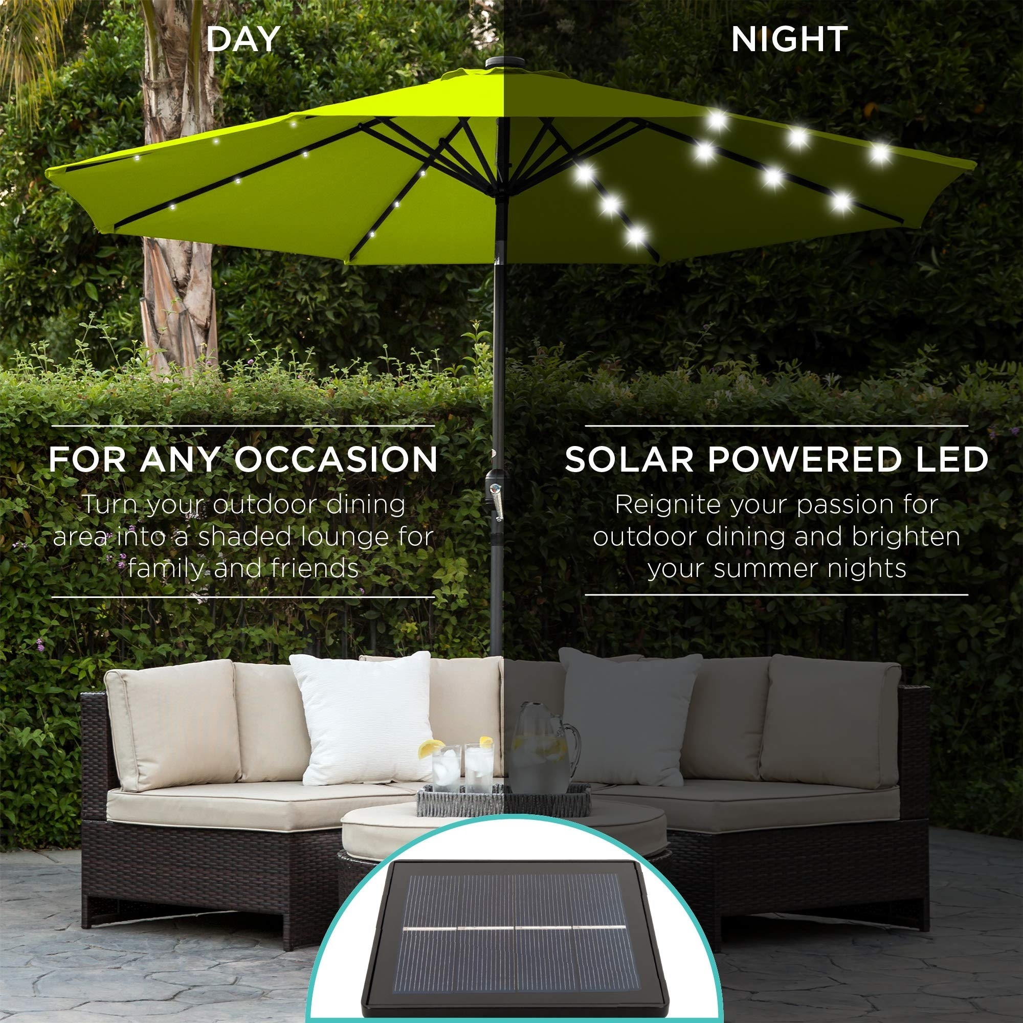 10 Feet Solar LED 360 Degree Aluminum Polyester Cantilever Offset Market Patio Umbrella