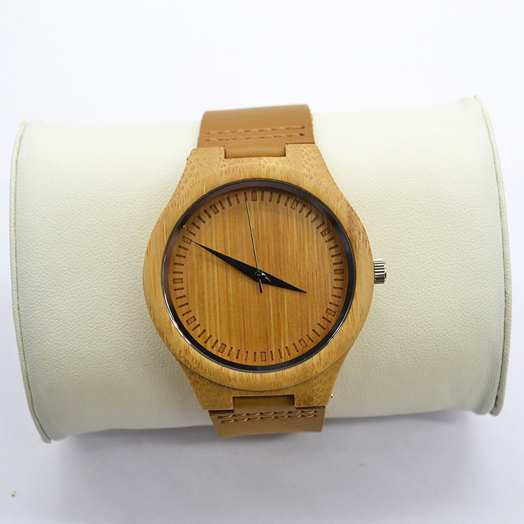 2019 Top Gift Natural Bamboo Wooden Genuine Leather Wooden Clock Male hour Reloj de madera Watches Men Wrist