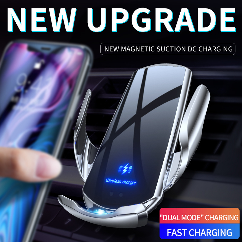 Magnetic Charging Mobile Phone Car Holder 15w Wireless Car Charger Mount Auto-sensing Car Phone Holder