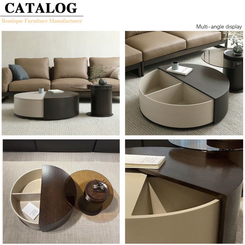 Living Room Furniture Decor Cafe Table Wood Coffee Table Combination Round Elegant Tea Station Side Coffee Tables