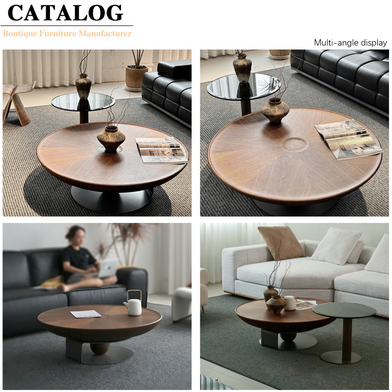 Customization Wooden Center Table Set for Home Furniture Natural Walnut Veneer Coffee Tables