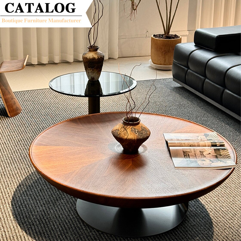 Customization Wooden Center Table Set for Home Furniture Natural Walnut Veneer Coffee Tables