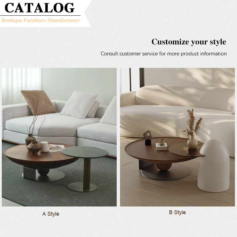 Customization Wooden Center Table Set for Home Furniture Natural Walnut Veneer Coffee Tables