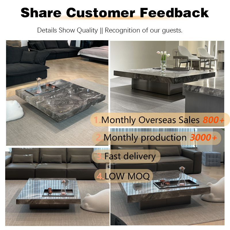 Customizable Furniture Stone Center Table for Villa Living Room Natural Marble Coffee Tables