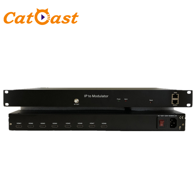 IPTV Cable TV 8 Channels H.264 HD MI IP to DVBT DVBC ISDBT Encoder Modulator