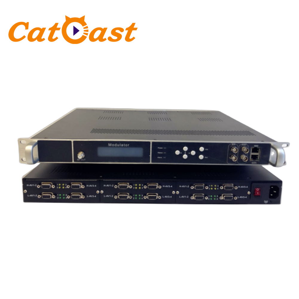 24 Channels AV to QAM MPEG2 Modulator DVBC DVBT ATSC ISDBT Input RF Out Digital TV CVBS Encoder Modulator