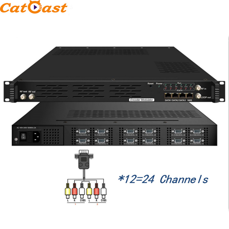 24 in 1 CATV Multi Channels cvbs to ip SD rf Analog Video Encoder Modulator for Hotel TV System