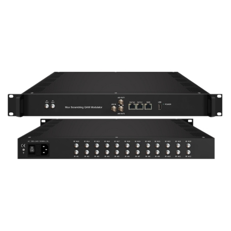 CATV broadcasting 24 FTA DVB-S/-S2/-S2X tuner to16 non-adjacent carriers output and 16 IP CATV QAM  modulator