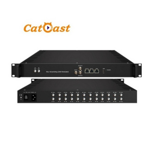 CATV broadcasting 24 FTA DVB-S/-S2/-S2X tuner to16 non-adjacent carriers output and 16 IP CATV QAM  modulator