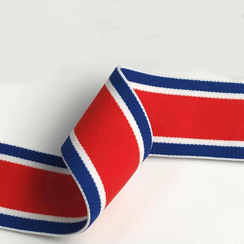 40mm Width High Tenacity Intercolor Stripe Elastic Banding Colorful Strip Line Jacquard Elastic Tape for Garment Webbing 2mm