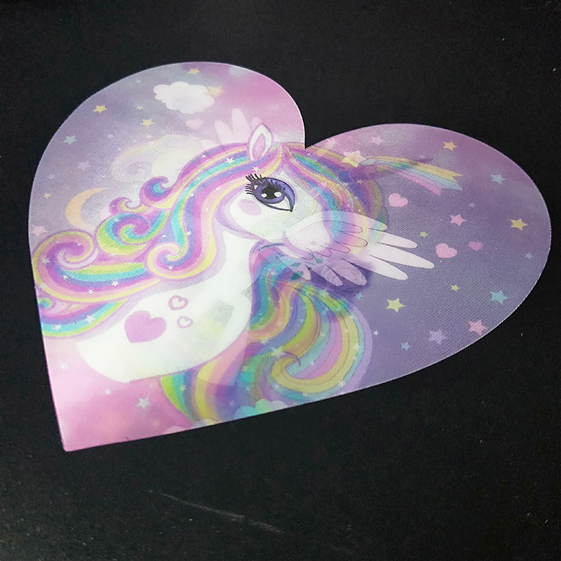 3D art hologram patches soft TPU unicorn picture custom lenticular sew on thin lenticular sheets print patch for clothing