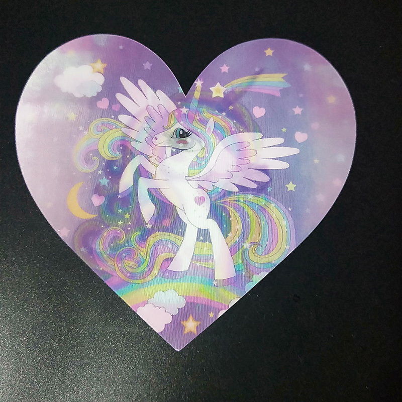 3D art hologram patches soft TPU unicorn picture custom lenticular sew on thin lenticular sheets print patch for clothing