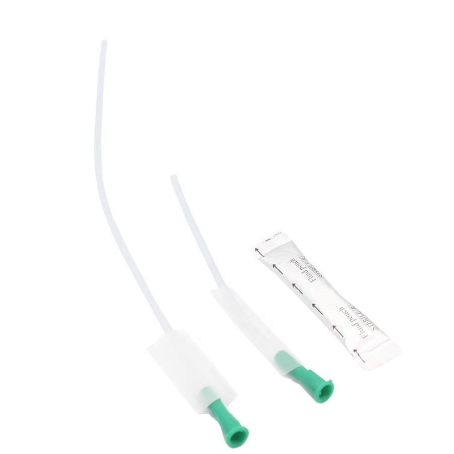 Disposable urethral catheterication kit contains urethral catheter hydrophilic coating and water schat