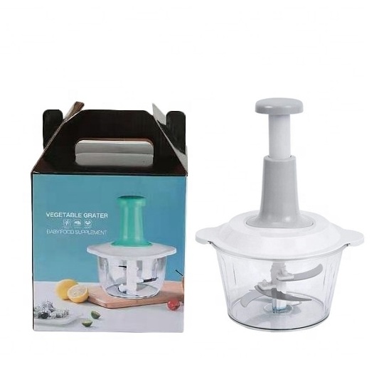 Plastic Pp Onion Veggie Vegetable Slicer Cutter Manual Push Hand Meat Chopper with Clear Storage Color Box