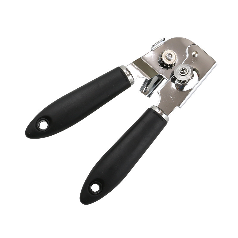 Multifunction classic one size easy  safty adjustable plastic garde crank soft grip handle stainless steel can opener