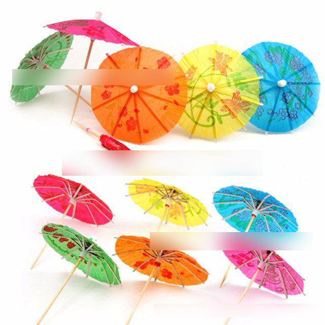 Mini drinks cocktail cake decoration disposable bamboo wooden toothpicks with umbrella for gift souvenir