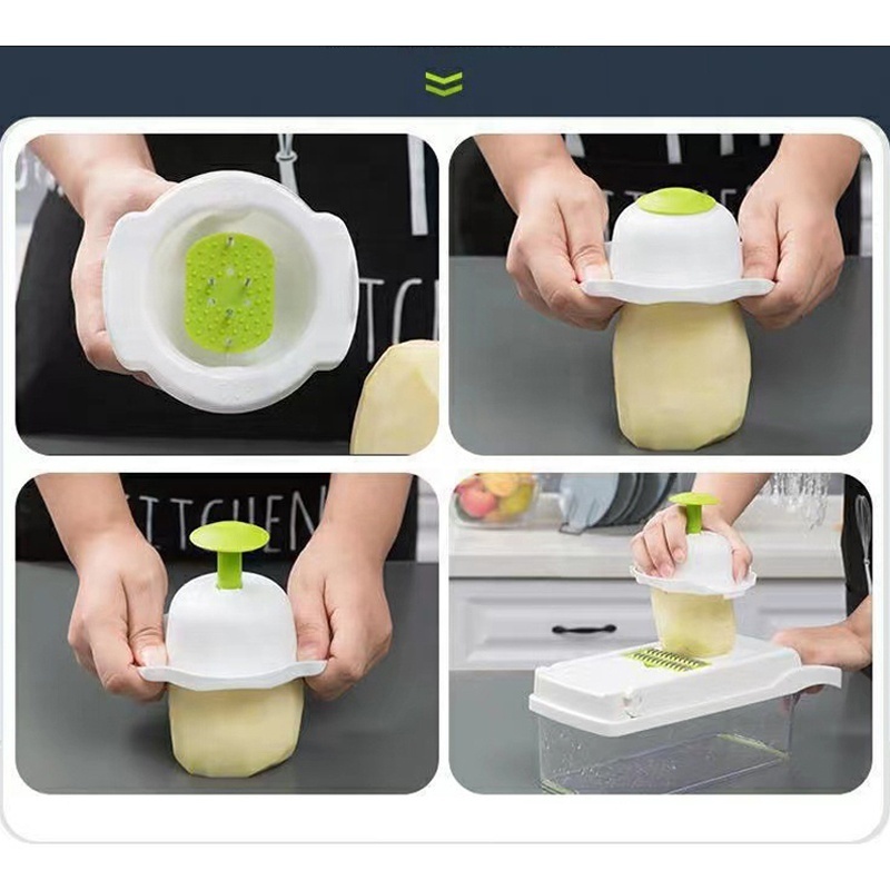 Multifunctional 15 in 1 Kitchen Food Slicer Cutter Manual Mandoline Veggie Onion Garlic Vegetable Chopper with Blade Container