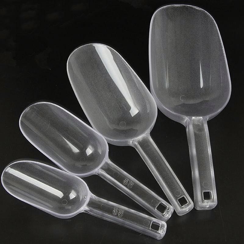 Recycled large round square clear plastic acrylic long handle clear flour candy bar dry ice bucket scoop