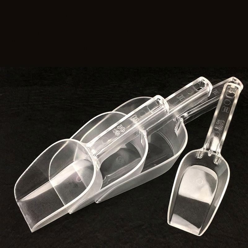 Recycled large round square clear plastic acrylic long handle clear flour candy bar dry ice bucket scoop