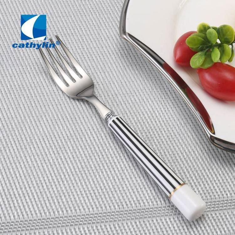 Cathylin 2 pcs ceramic handle stainless steel gift cutlery set fruit fork and knife